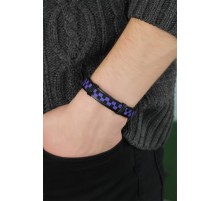 Mor Renk Damalı Deri Erkek Bileklik - TJ-EB2746-KS