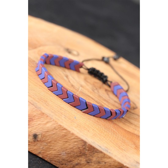 Mor Taşlı Erkek Bileklik - TJ-EB2752-KS