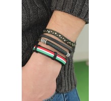 Karışık Renkli Çoklu Deri Erkek Bileklik Kombin - TJ-EB2843