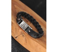 Siyah Örgü Model Deri Erkek Bileklik - TJ-EB2866