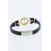 Gold Renk Deniz Çapası Figürlü Metal Aksesuarlı Siyah Renk Deri Erkek Bileklik - TJ-EB1339