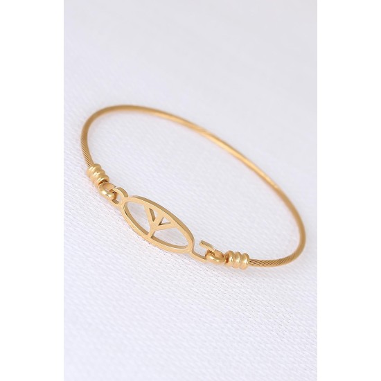 Gold Metal Çelik Figürlü Erkek Kelepçe Bileklik - TJ-EB1891