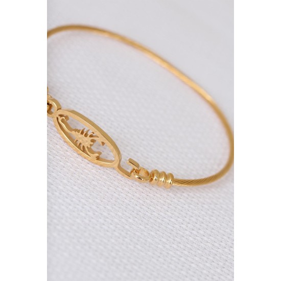 Gold Çelik Akrepli Erkek Kelepçe Bileklik - TJ-EB1902