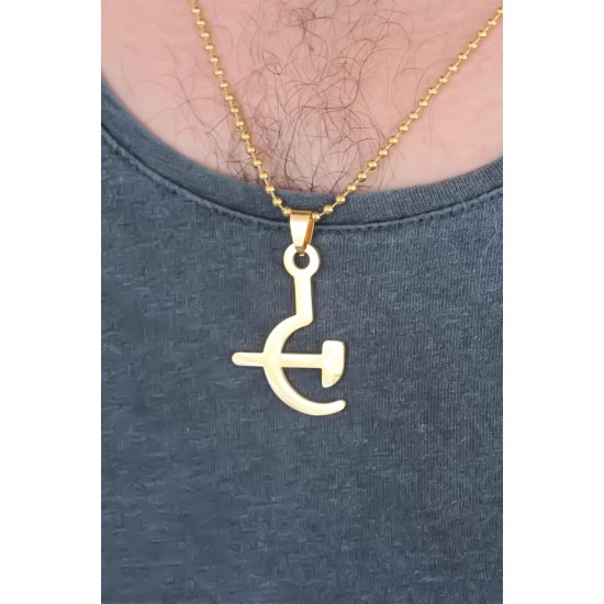 Gold Renk Metal Orak ve Balta Figürlü Erkek Kolye - TJ-ERK345