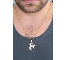 Gold Renk Metal 3 Hilal Figürlü Erkek Kolye - TJ-ERK346