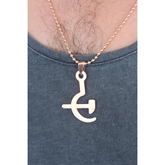 Rose Renk Metal Orak ve Balta Figürlü Erkek Kolye - TJ-ERK349