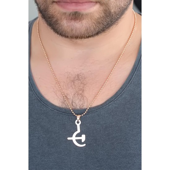 Rose Renk Metal Orak ve Balta Figürlü Erkek Kolye - TJ-ERK349