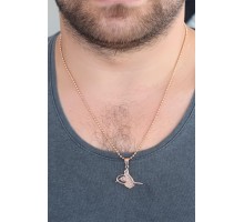 Rose Renk Metal Tuğra Figürlü Erkek Kolye - TJ-ERK355