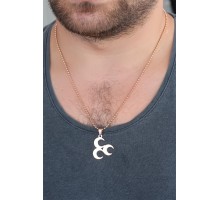 Rose Renk Metal 3 Hilal Figürlü Erkek Kolye - TJ-ERK356