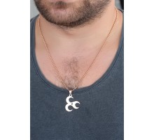 Rose Renk Metal 3 Hilal Figürlü Erkek Kolye - TJ-ERK356