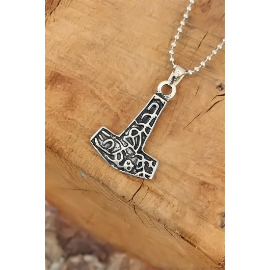 Gümüş Renk Metal Aksesuarlı Top Zincirli Erkek Kolye - TJ-ERK525-KS