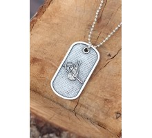 Top Zincirli Osmanlı Tuğrası Tasarım Eskitme Gümüş Renk Kolye - TJ-ERK641-KS