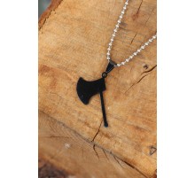 Siyah Renk Metal Balta Uçlu Top Zincirli Erkek Kolye - TJ-ERK754-KS