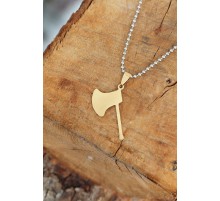 Gold Renk Metal Balta Uçlu Top Zincirli Erkek Kolye - TJ-ERK760-KS