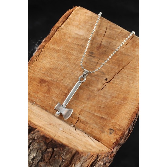 Gümüş Renk Balta Erkek Kolye - TJ-ERK777-KS