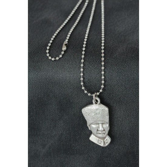 Atatürk Figürlü Metal Erkek Kolye - TJ-ERK945-KS