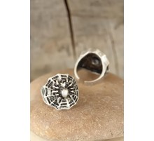 Eskitme Gümüş Renk Örümcek Figürlü Erkek Ayarlamalı Yüzük - TJ-EY192