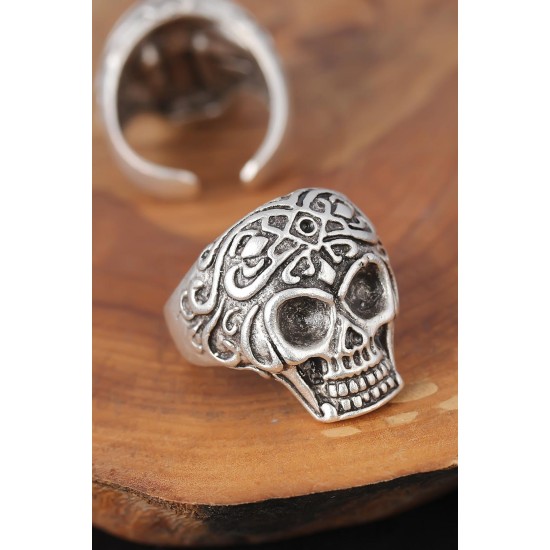 Kuru Kafalı Gümüş Renk Erkek Yüzük - TJ-EY240-KS