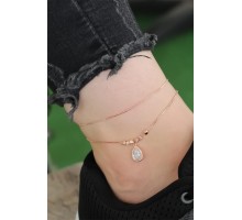 Rose Gold Renk Zirkon Damla Taşlı Halhal - TJ-HH1151-KS