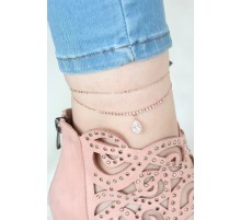 Rose Renk Çift Zincirli Damla Taşlı Hal Hal - TJ-HH821-KS