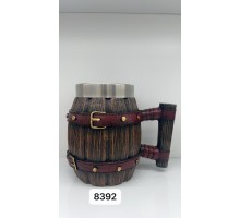 Büyük Boy Kemerli Fıçı Şeklinde Çelik Kupa Kod 8392