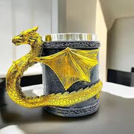 toptan-xml-dropshipping-Sarı Ejderha Çelik Kupa