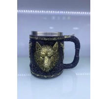 Kurt işlemeli Çelik Kupa Kod 6901