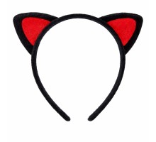 Peluş Kedi Kulak Taç Kırmızı Siyah – Çocuk Parti & Kostüm Tacı