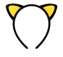 Peluş Kedi Kulak Taç Sarı Siyah – Çocuk Parti & Kostüm Tacı
