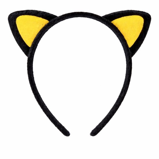 toptan-xml-dropshipping-Peluş Kedi Kulak Taç Sarı Siyah – Çocuk Parti & Kostüm Tacı