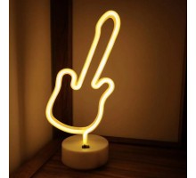 Neon Gitar Masa Lambası Pil + USB