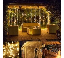 3 x 2 Perde Led Sarı Işık