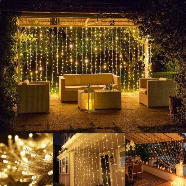 3 x 2 Perde Led Sarı Işık