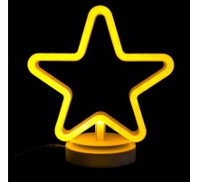 Neon Işıklı Yıldız Masa Gece Lambası Pil ve Usb