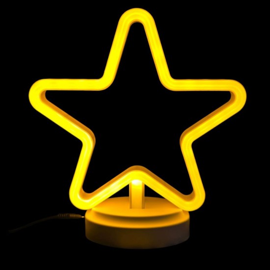 toptan-xml-dropshipping-Neon Işıklı Yıldız Masa Gece Lambası Pil ve Usb