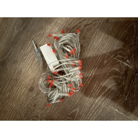 toptan-xml-dropshipping-10 M 100 Led Damla Uçlu Kırmızı Işık Şeffaf Kablo MZ-17-5