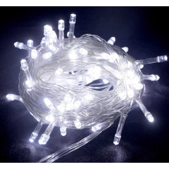 toptan-xml-dropshipping-10 M 100 Led Boncuk Lamba Beyaz Işık Şeffaf Kablo MZ-18-11