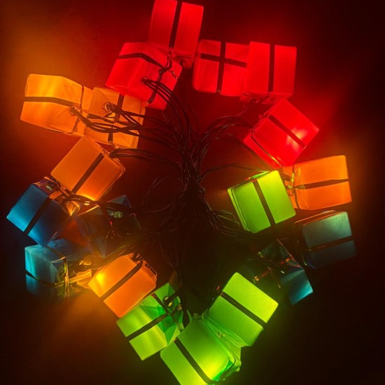 toptan-xml-dropshipping-4 Metre 20 Led Pilli 2 Kademeli Hediye Kutusu Yılbaşı Ağacı Süsü Led Işık MZ-2