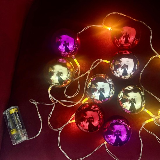 toptan-xml-dropshipping-2 Metre 10 Led Pilli 2 Kademeli Parlak Top Led Yılbaşı Ağacı Süsü MZ-3