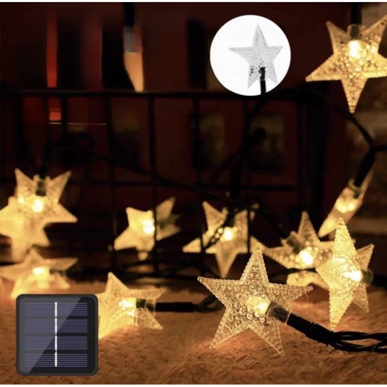 toptan-xml-dropshipping-7M 50 Led Yıldız 8 Fonksiyonlu Solar Panelli-Gün Işığı
