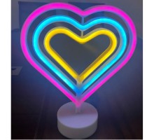 Neon Işıklı Kalp Masa Gece Lambası Pil ve Usb MZ6200-258