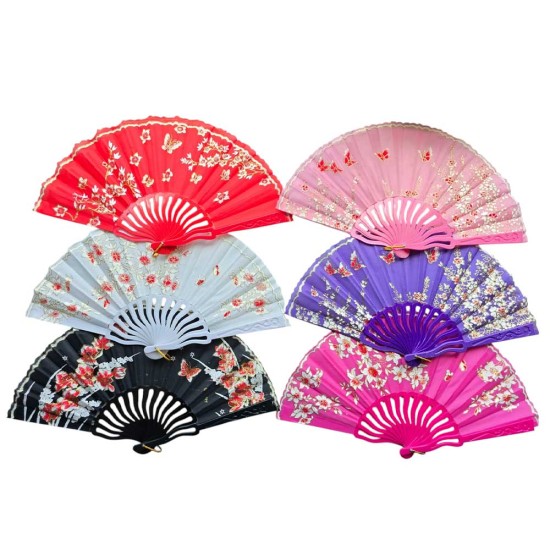 toptan-xml-dropshipping-Plastik Kumaş Yelpaze 12 li Karışık OB-051