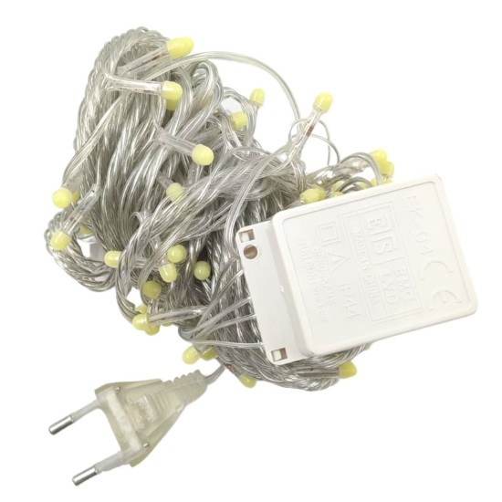 toptan-xml-dropshipping-10 M 100 Led Damla Uçlu Led Işık Beyaz Işık Şeffaf Kablo