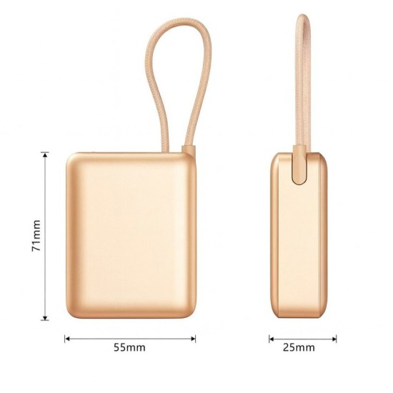 toptan-xml-dropshipping-10.000mAh LCD Göstergeli Type-C Giriş & Çıkışlı 20W Dahili Type-C Kablolu Powerbank