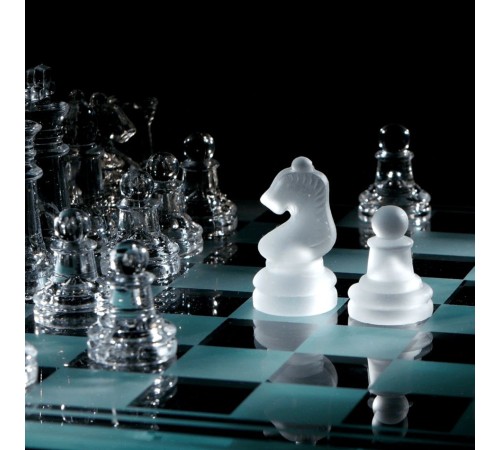 toptan-xml-dropshipping-Glass Chess Cam Satranç Takımı (25 cm x 25 cm)