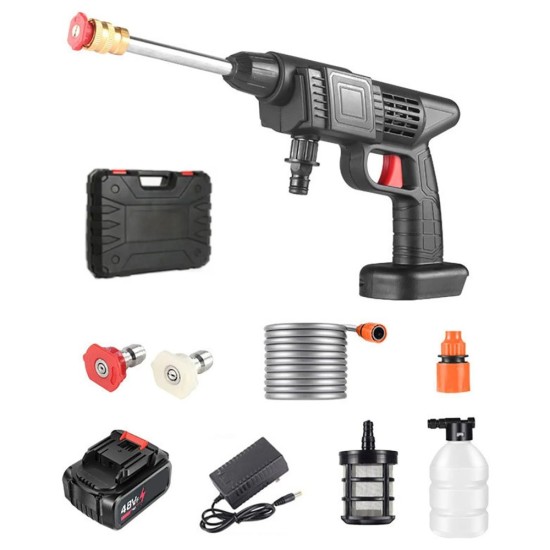 toptan-xml-dropshipping-48V Şarjlı Çift Bataryalı Taşınabilir Basınçlı Oto Yıkama Bahçe Sulama Tabancası