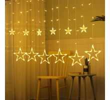 Yıldız Sarkıtlı Perde LED Aydınlatma - 3m Genişlik, 8 Modlu, Günışığı Renk,Ev Süsleme Işığı