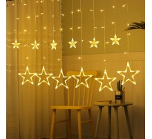 Yıldız Sarkıtlı Perde LED Aydınlatma - 3m Genişlik, 8 Modlu, Günışığı Renk,Ev Süsleme Işığı