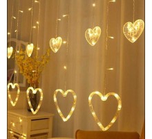 Kalp Dekorlu Animasyonlu Perde LED Işık 3 Metre