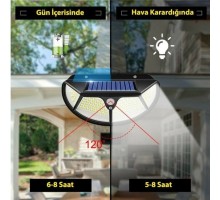 Solar Güneş Enerjili 102 Ledli 3 Modlu Hareket Sensörlü Oval Bahçe Lambası